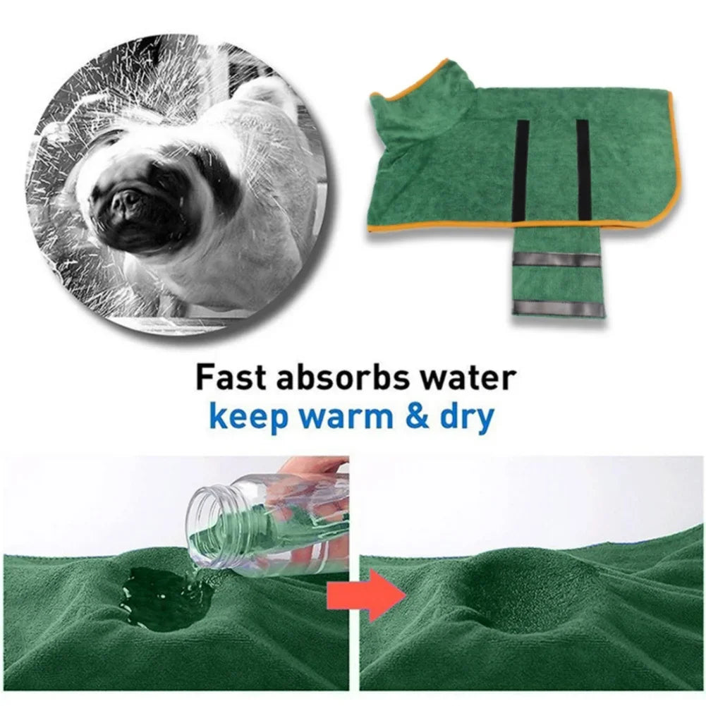 Quick-Dry Absorbent Dog Bathrobe with Adjustable Fit