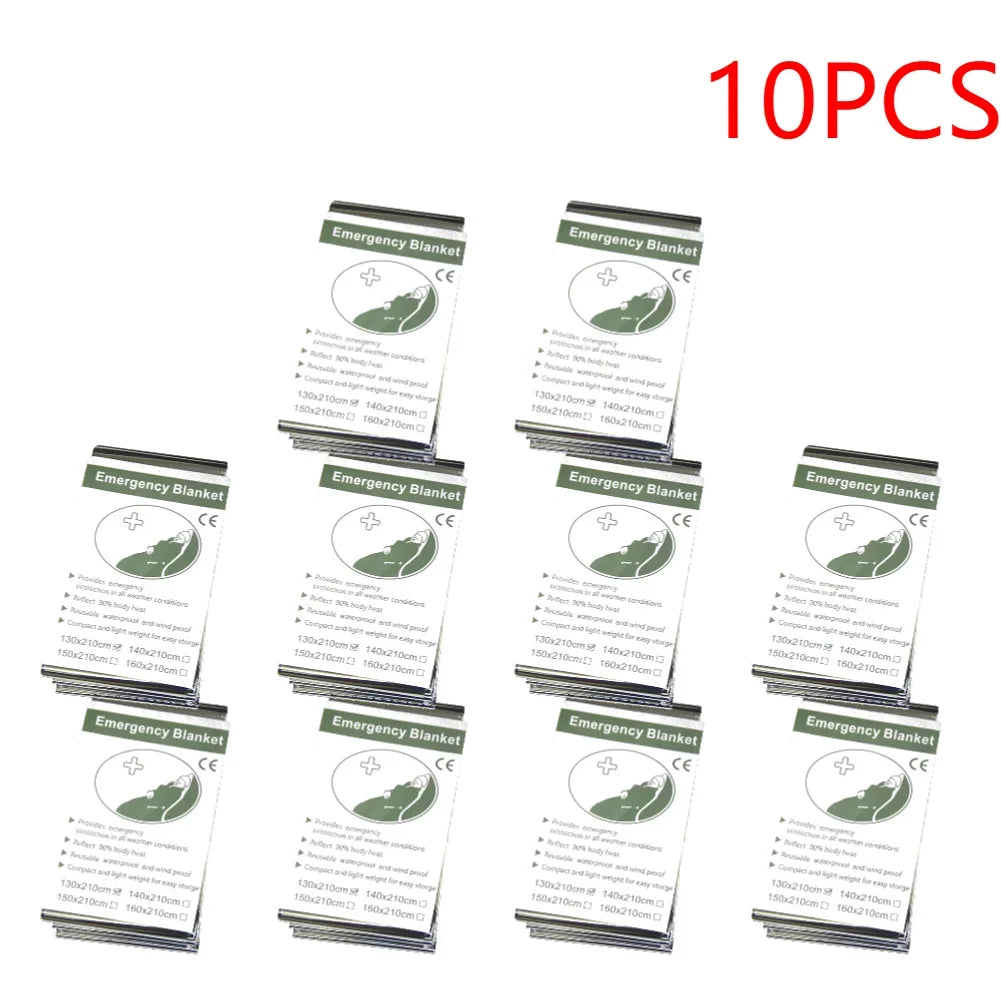 1 to 10 Pieces Emergency Thermal Foil Rescue Blanket Set