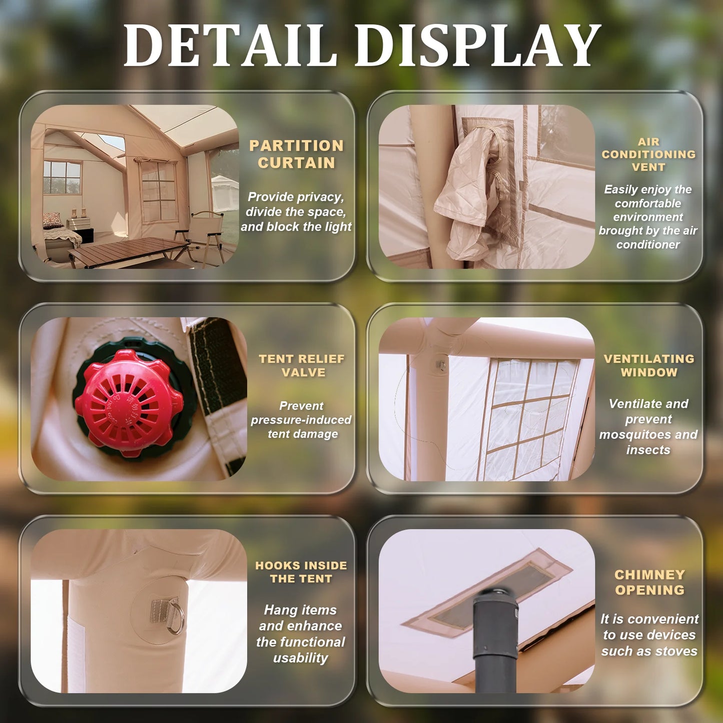 Inflatable 4 Season Glamping Tent with Blackout Canopy