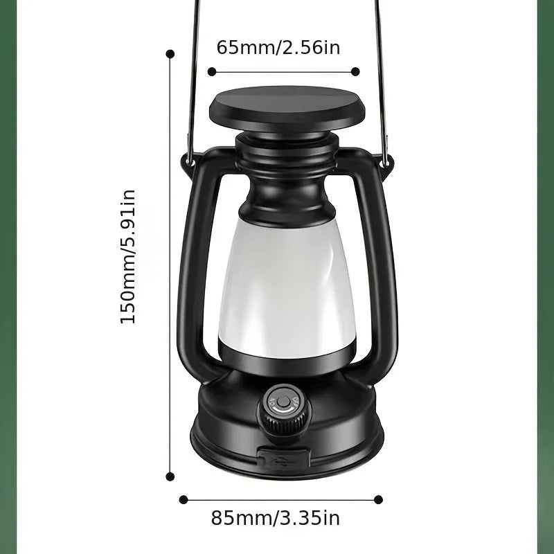 Solar Rechargeable Portable Camping Lantern with Retro Design