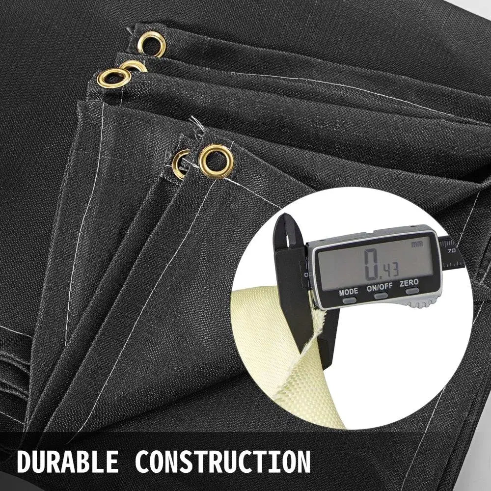 8x10ft Black Fiberglass Blanket - Fireproof Thermal Insulation Mat with Carry Bag - Heat Resistant & Fire Retardant