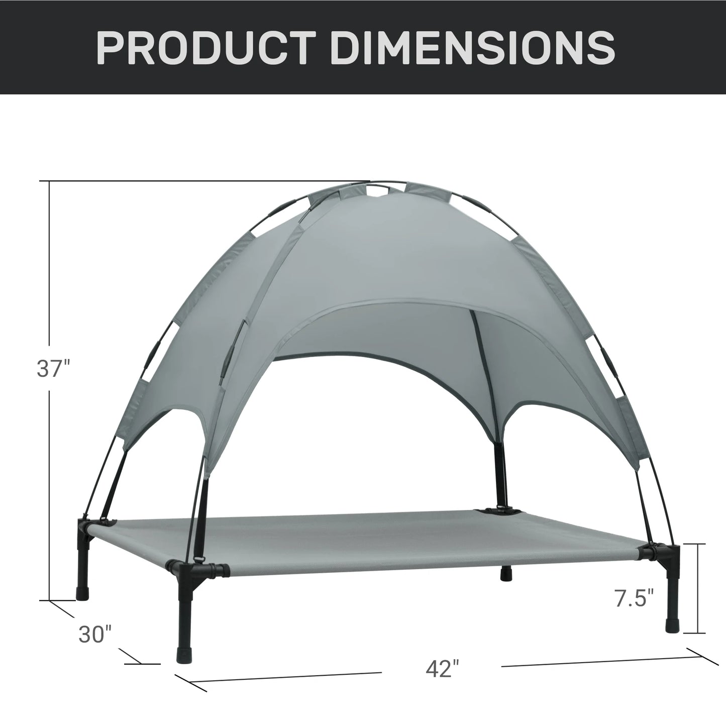 Elevated Dog Bed with Removable Canopy Portable Raised Cooling Cot for Outdoor Pets