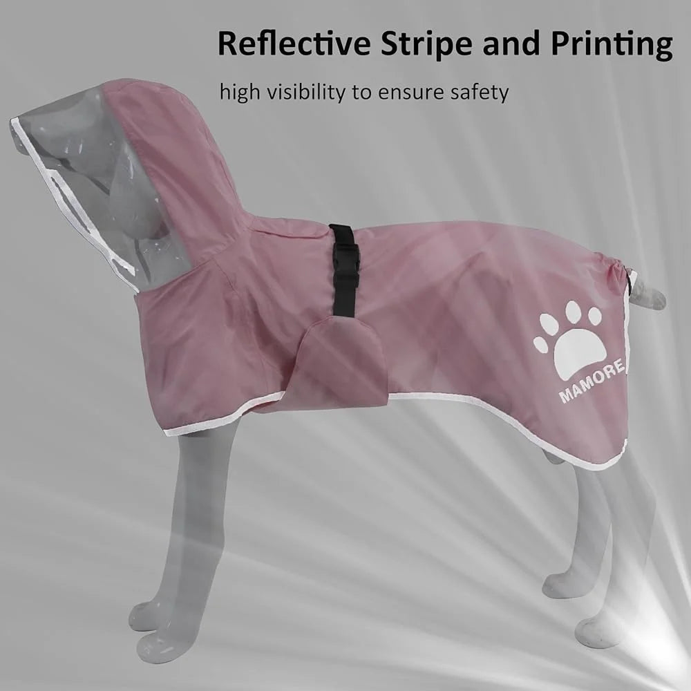 Waterproof Dog Raincoat with Hood and Leash Hole