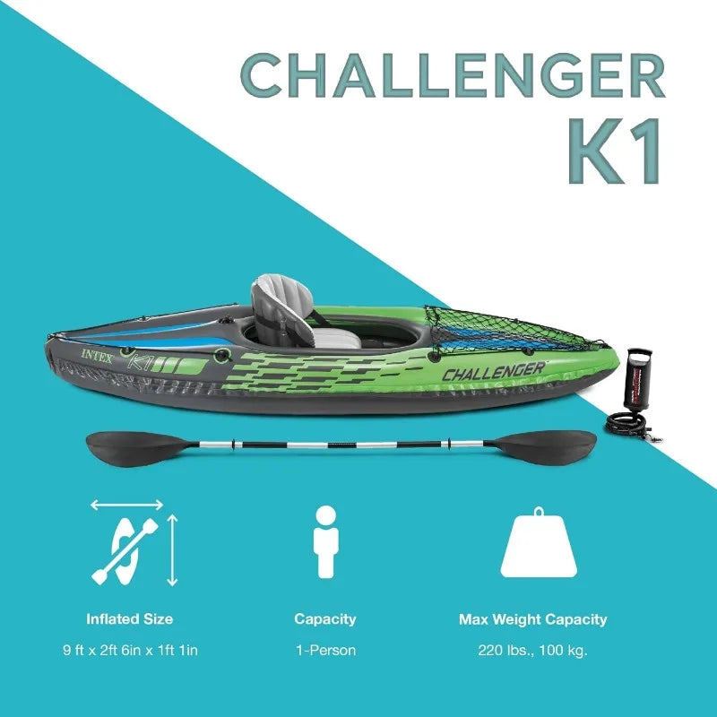 One Person Inflatable Kayak Set with Seat and Oar