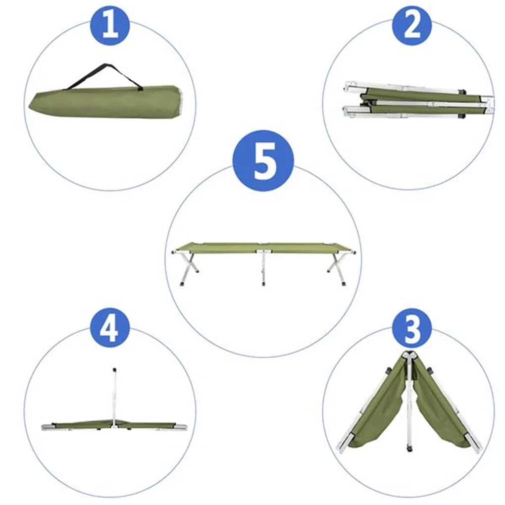 Camping Cot Portable Folding Bed Ultralight Aluminum Alloy with Carrying Bag
