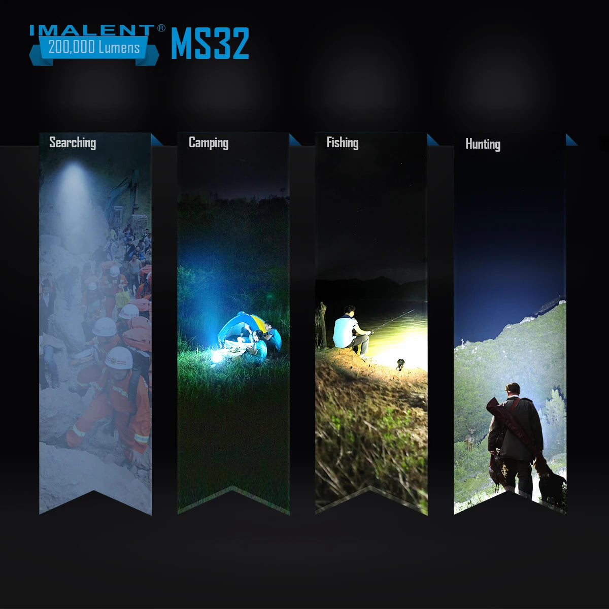 High Power LED Flashlight 200000 Lumen Searchlight