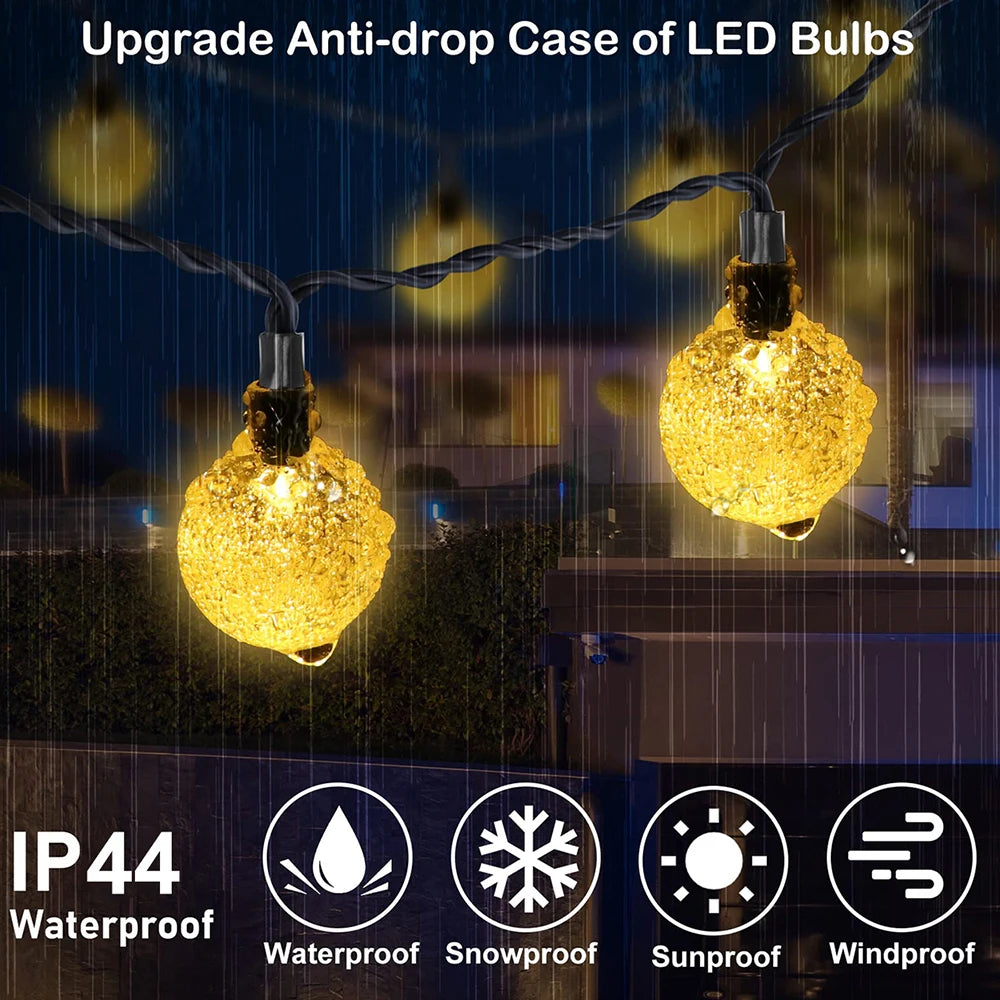 Solar-Powered Bubble Ball String Lights for Outdoor Camping & Garden Decoration