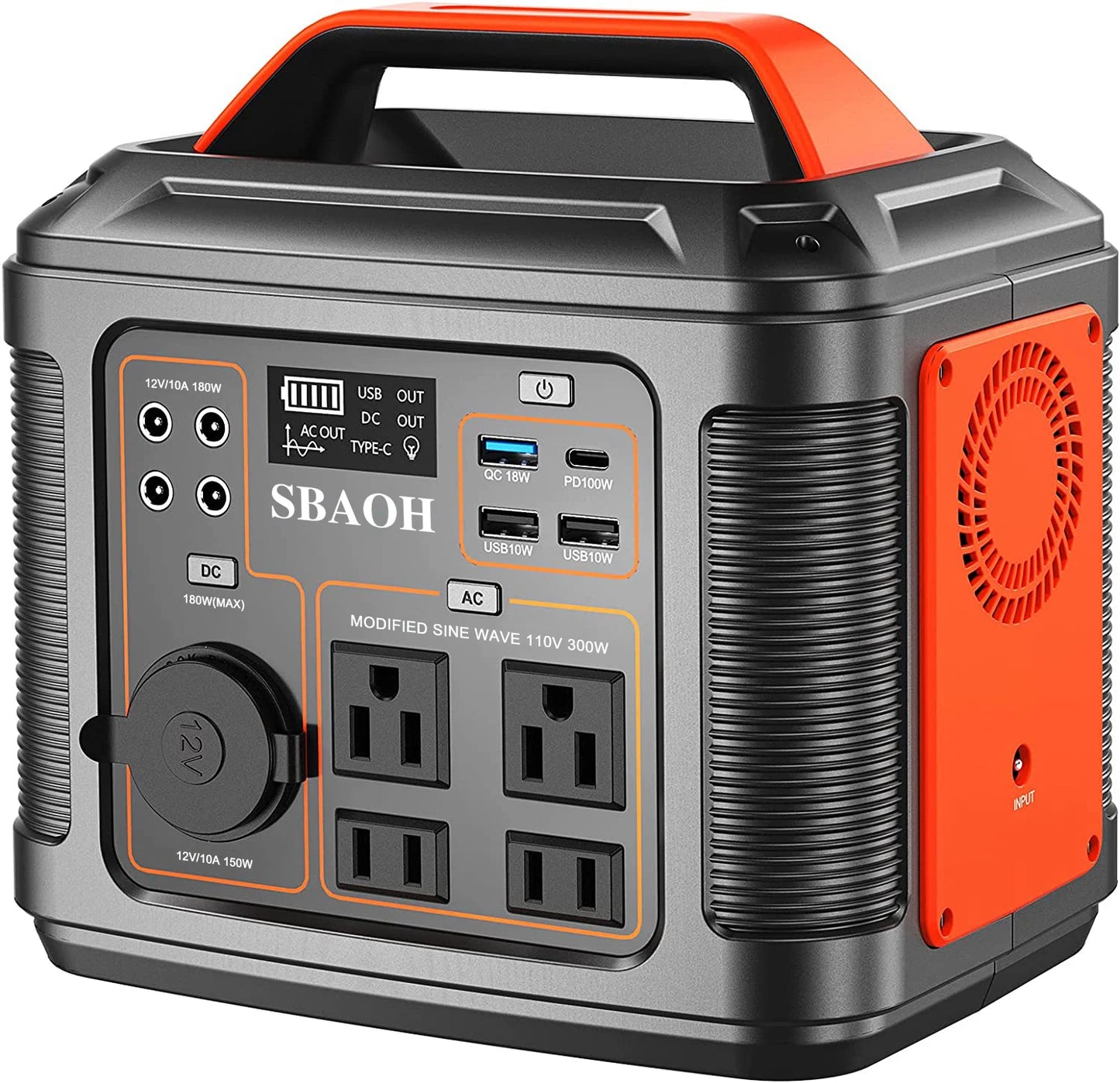 Portable Power Station 300W 296Wh Solar Generator LED Flashlight