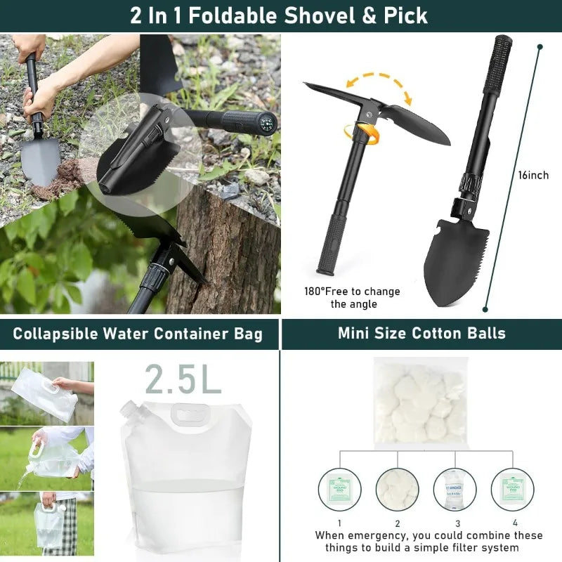 Emergency Survival Kit with First Aid and Camping Tools
