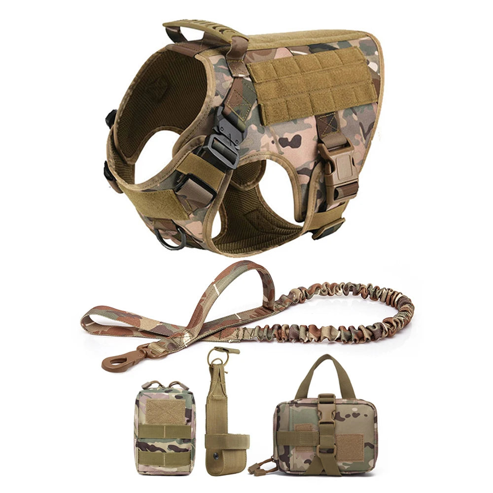 Military Dog Harness and Leash Set with Bags