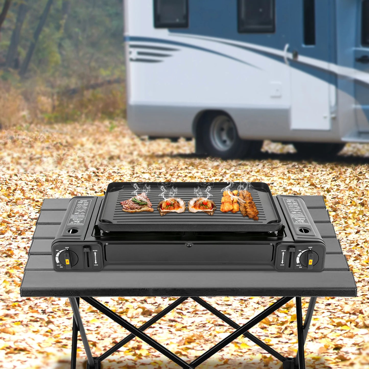 Portable Two Burner Gas Camping Stove