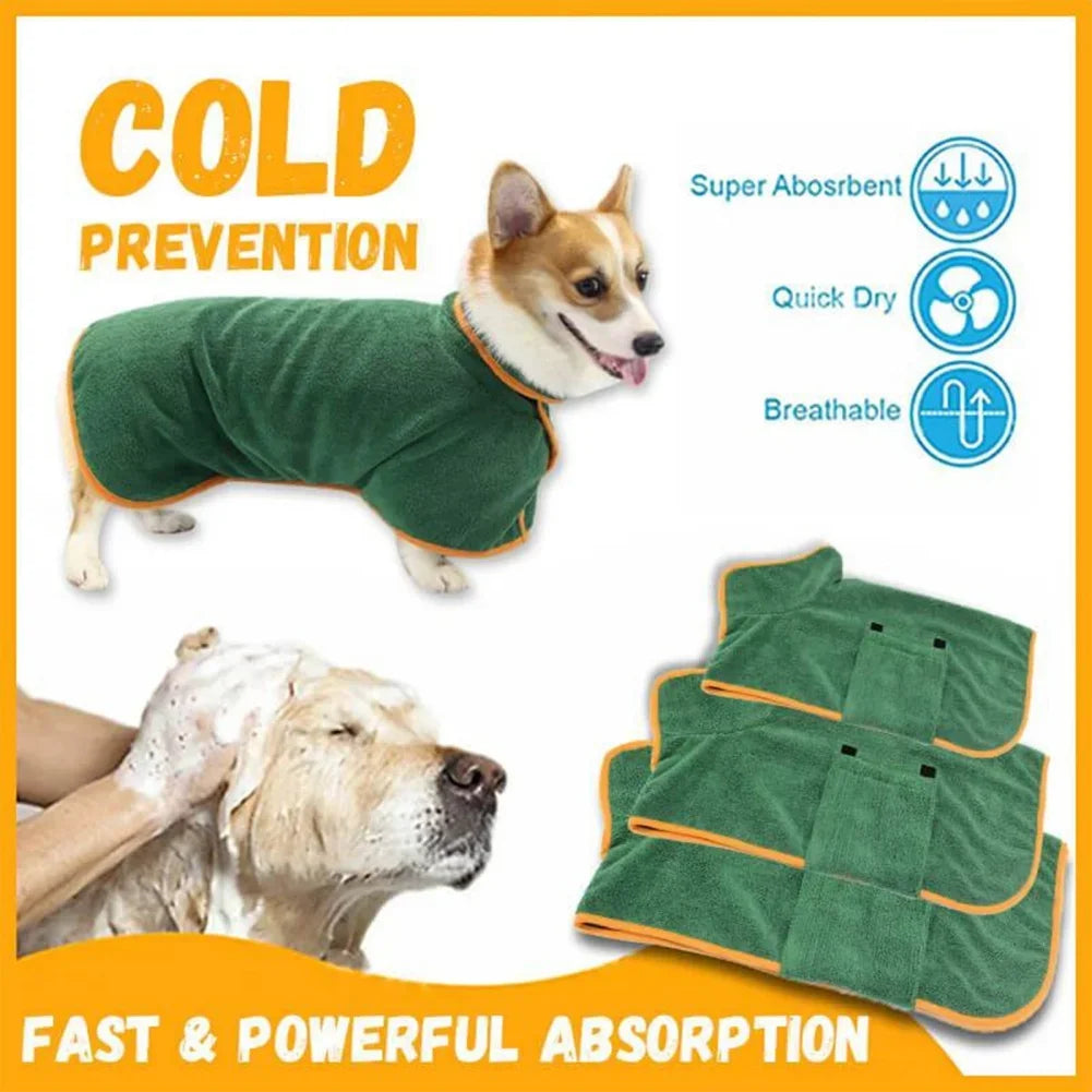 Quick-Dry Absorbent Dog Bathrobe with Adjustable Fit