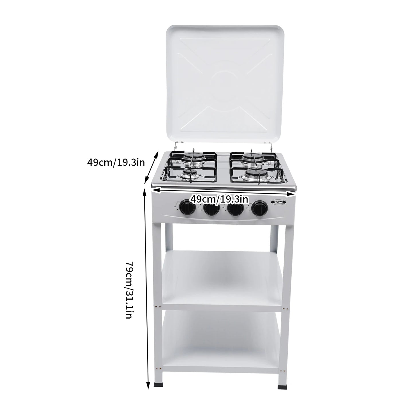 Portable Four Burner Gas Stove with Storage Rack
