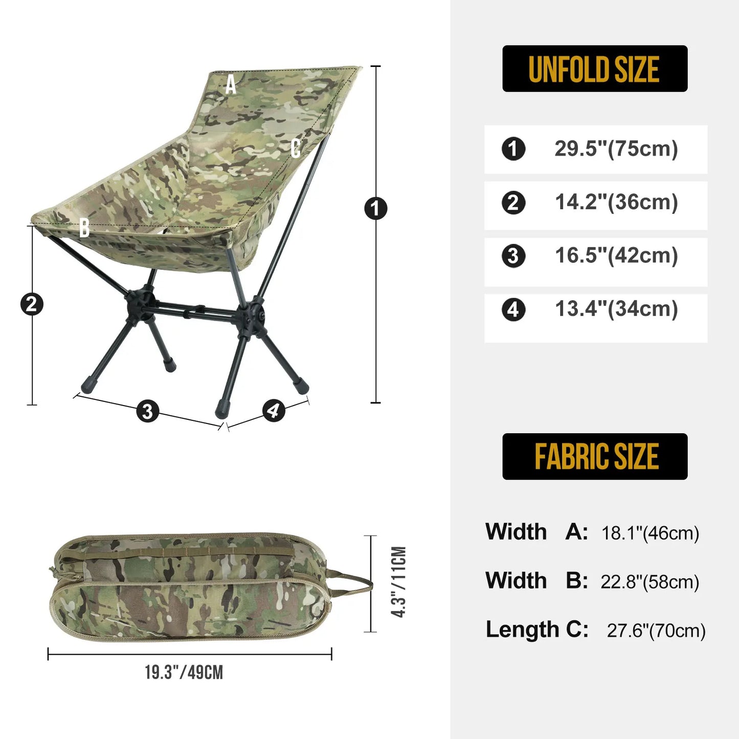 Portable High Back Camping Chair in Camo