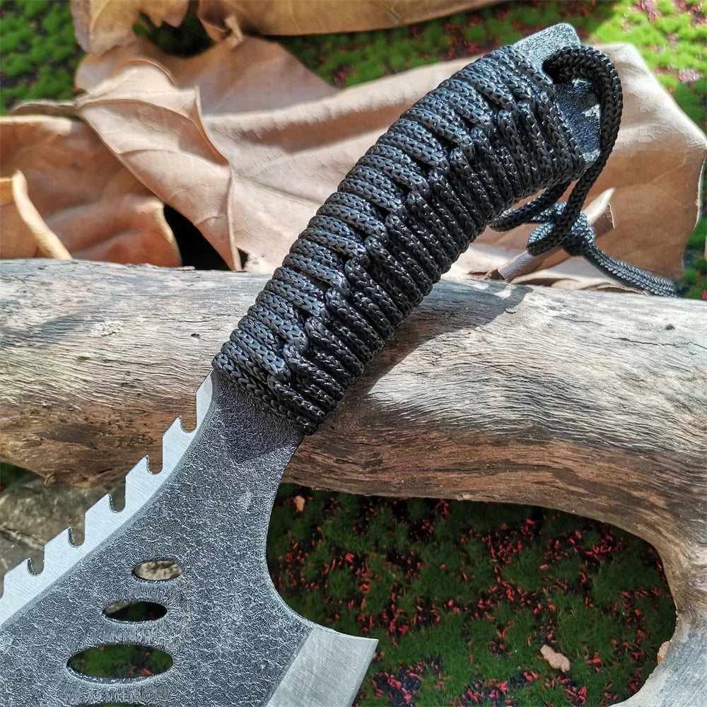 Stainless Steel Camping Tomahawk with Paracord Handle and Sheath