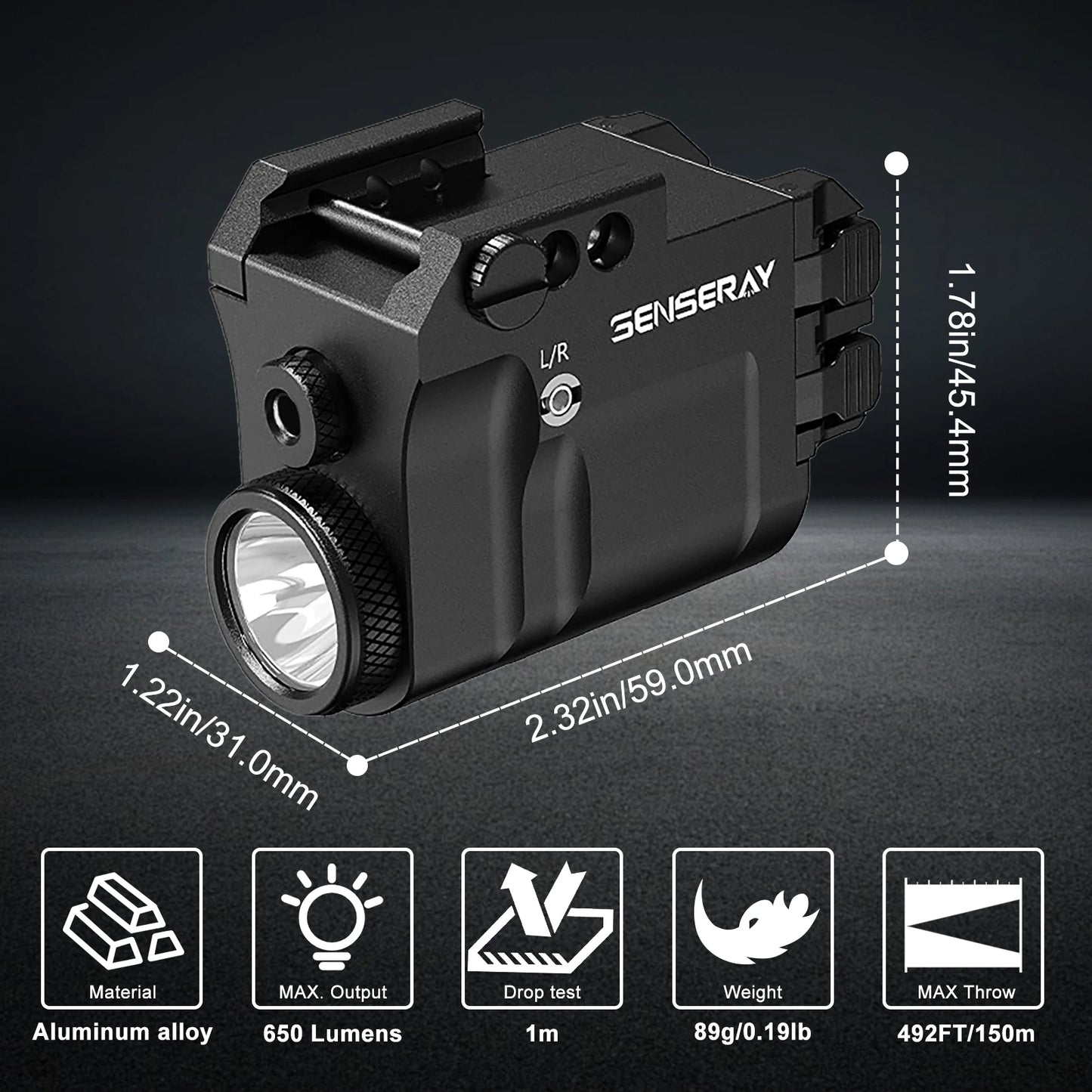 Rechargeable Gun Light with Green Laser and Strobe