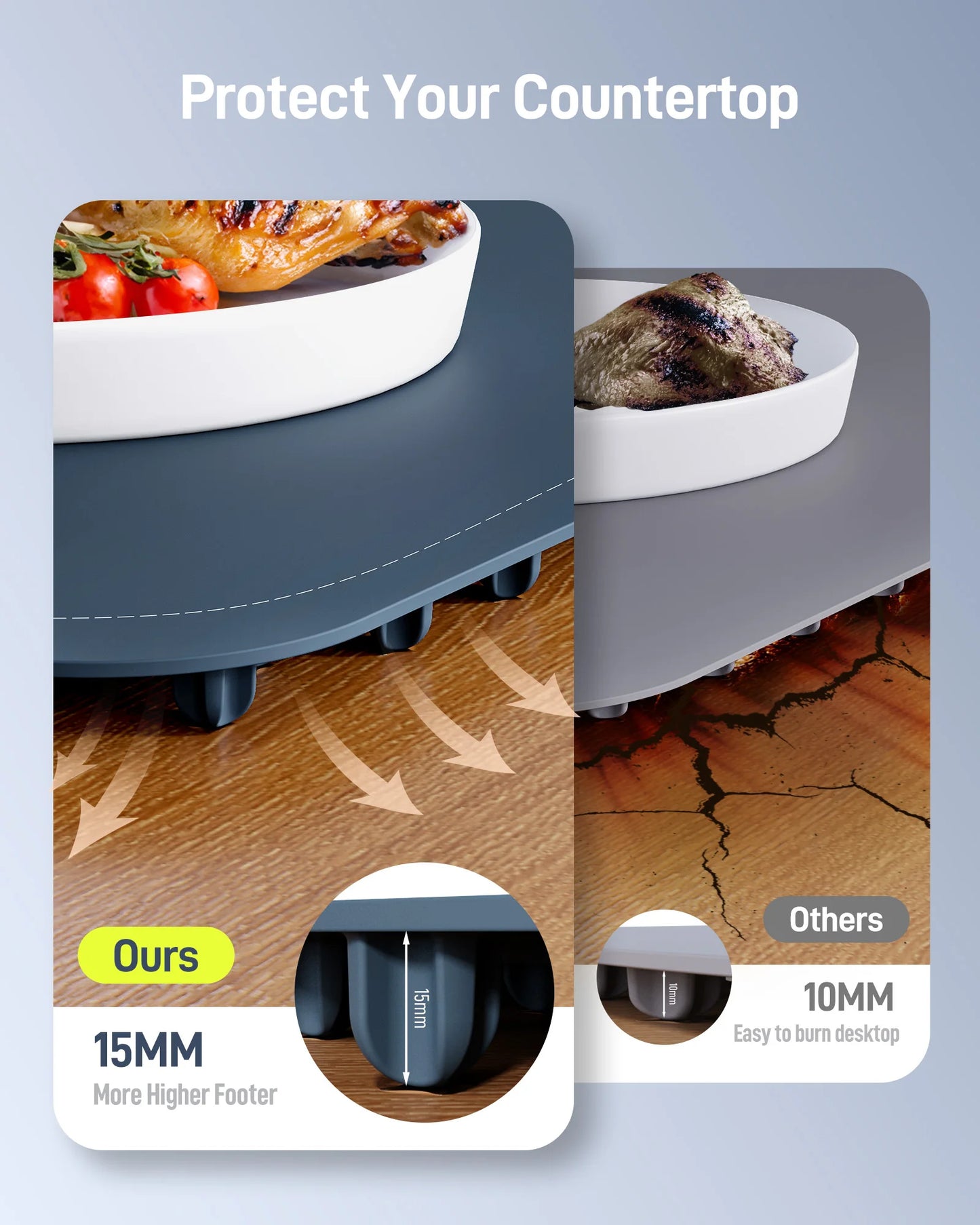 Electric Food Warming Tray with 8 Temp Settings & Foldable Heat Mat