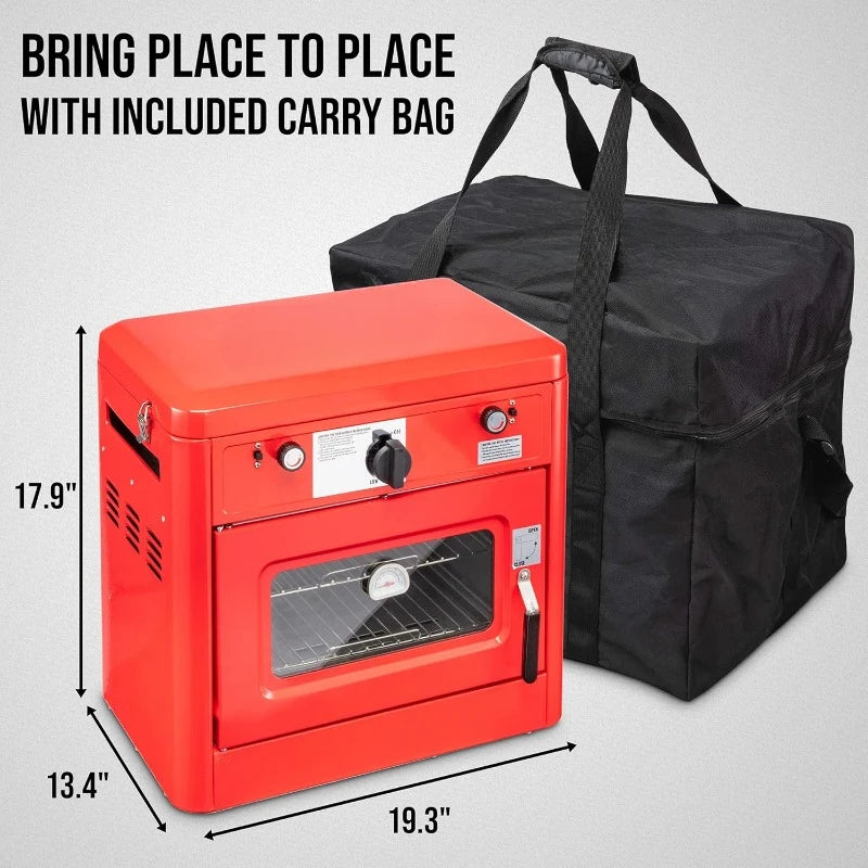 Portable Propane Camping Oven with Two Burner Stove