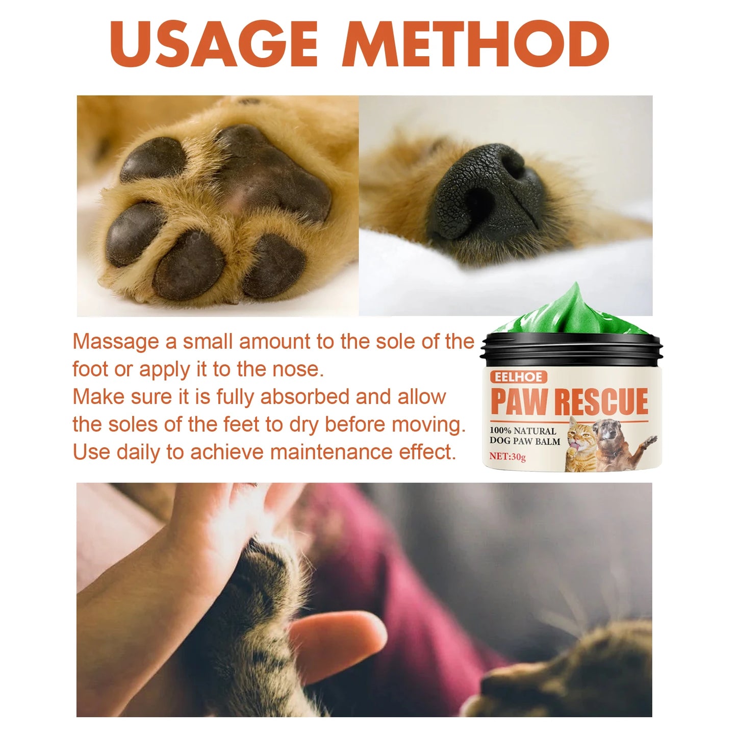 Pet Paw Protection Cream 30g for Dogs and Cats Moisturizing and Healing Balm