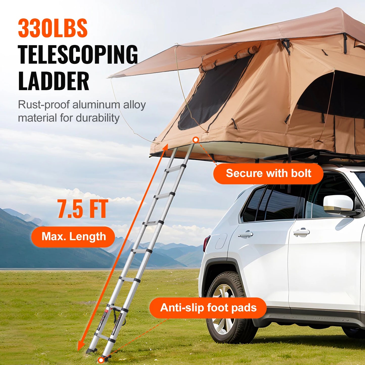 Folding Hardshell Rooftop Tent with Ladder and Mattress