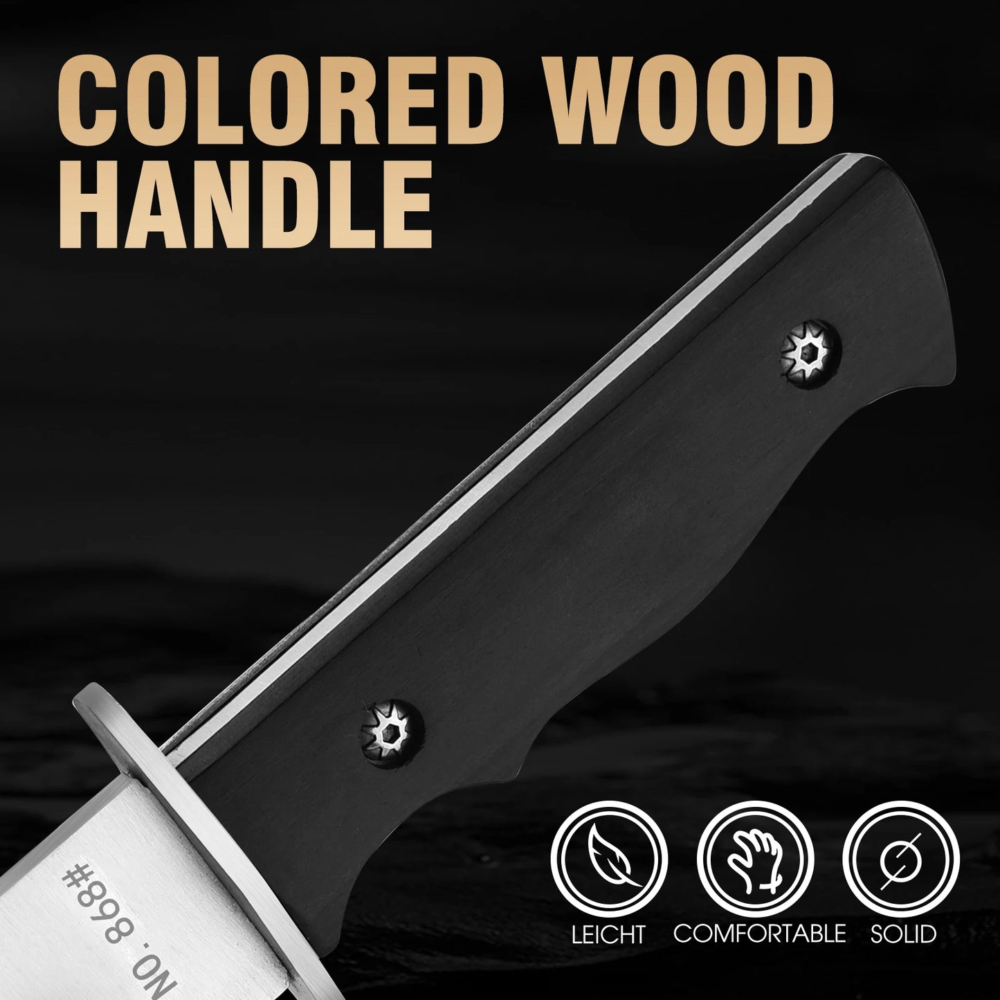 1 pc Fixed Blade Camping Knife with Leather Sheath