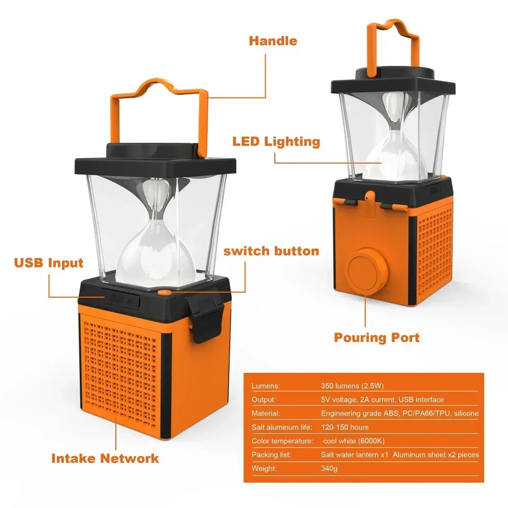 Portable Salt Water Powered Emergency Light No Battery