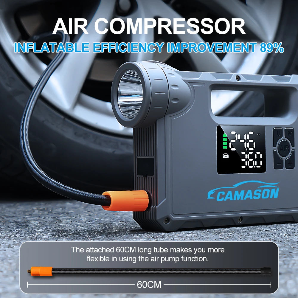Portable Air Compressor with Jump Starter and Power Bank