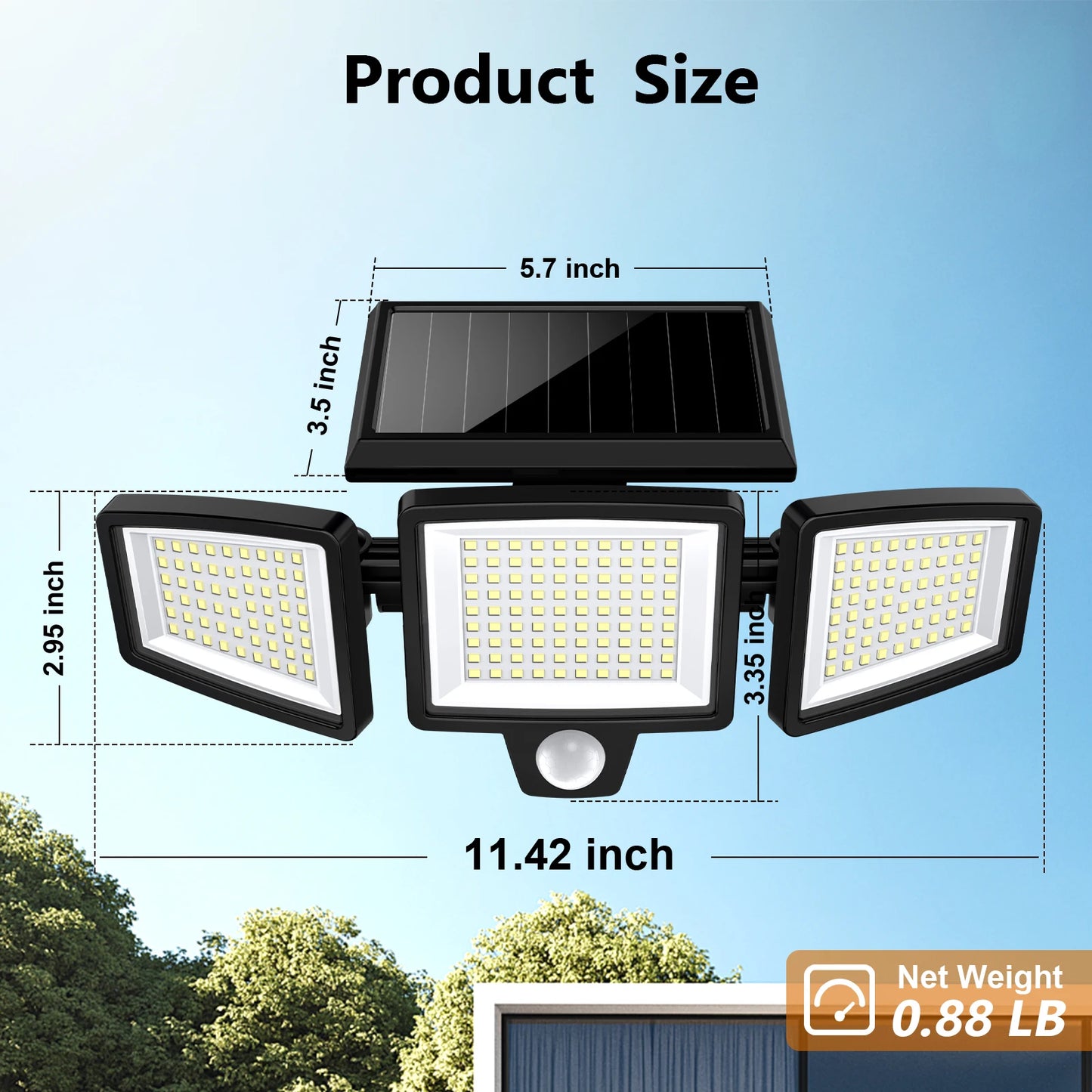 Solar Motion Sensor Safety Light with Remote Control, can attach to a tree