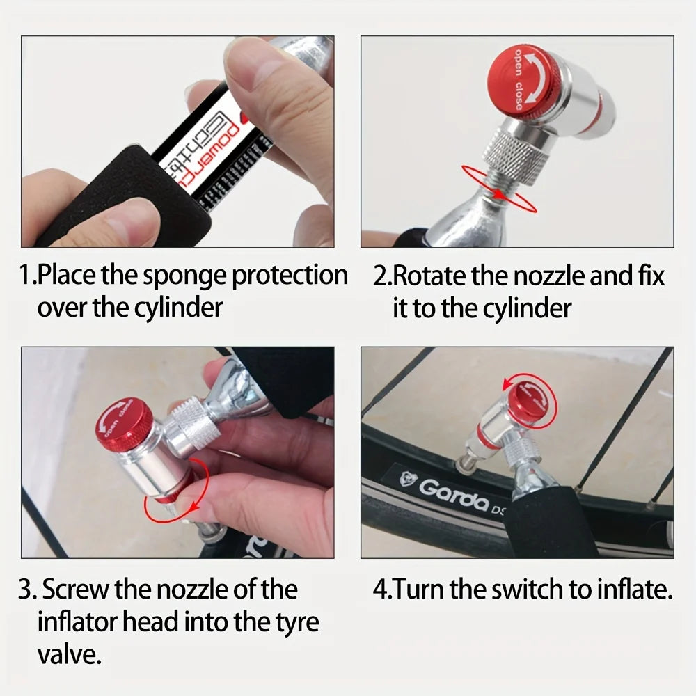 ThinkRider Mini CO2 Bike Pump Inflator with Presta and Schrader Adapter