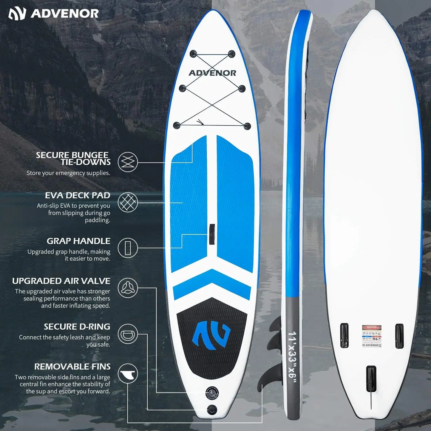 Extra Wide Inflatable Stand Up Paddle Board 11ft with Paddle and Pump