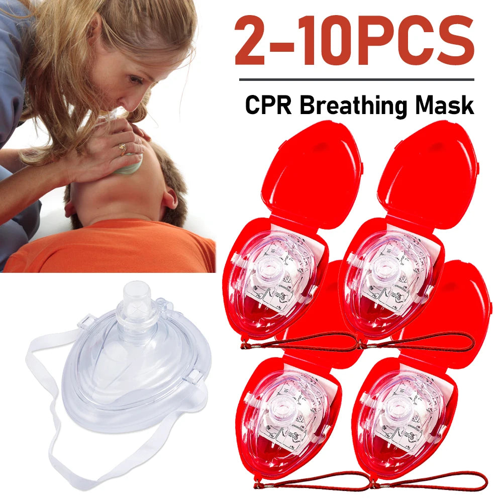 2-10 pcs CPR Breathing Masks with One Way Valve