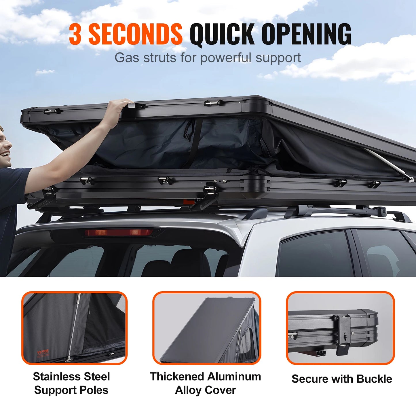 VEVOR Hard Shell Rooftop Tent with Ladder and Mattress for SUV, Jeep, Truck, or Van