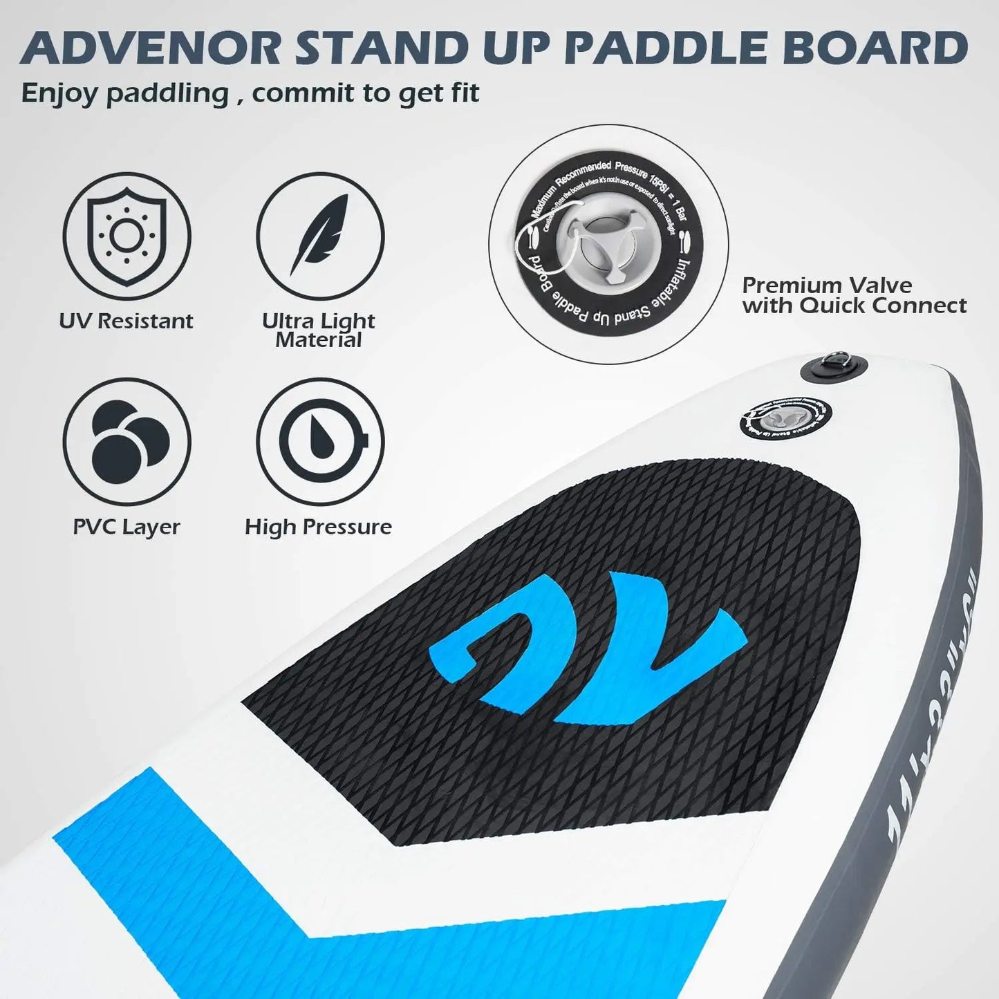 Extra Wide Inflatable Stand Up Paddle Board 11ft with Paddle and Pump