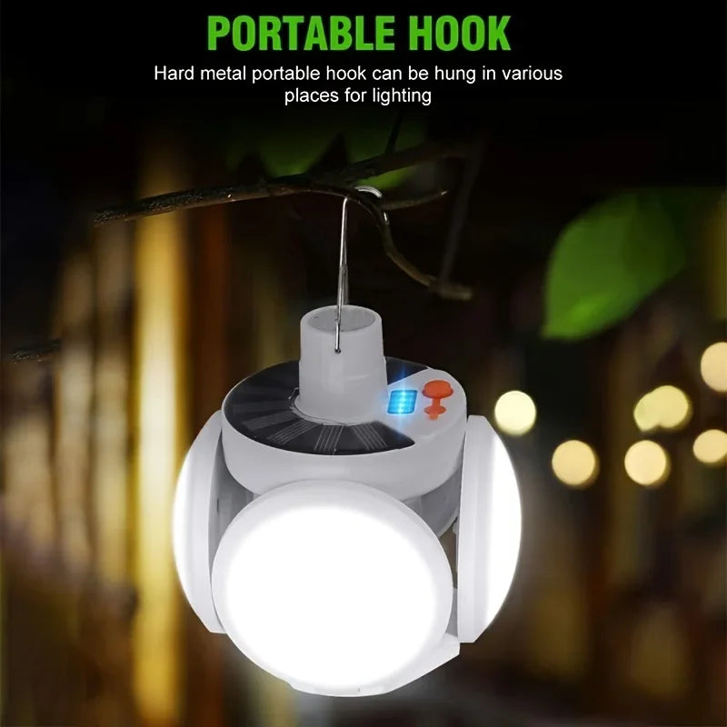 Rechargeable LED Solar Camping Bulb Flashlight