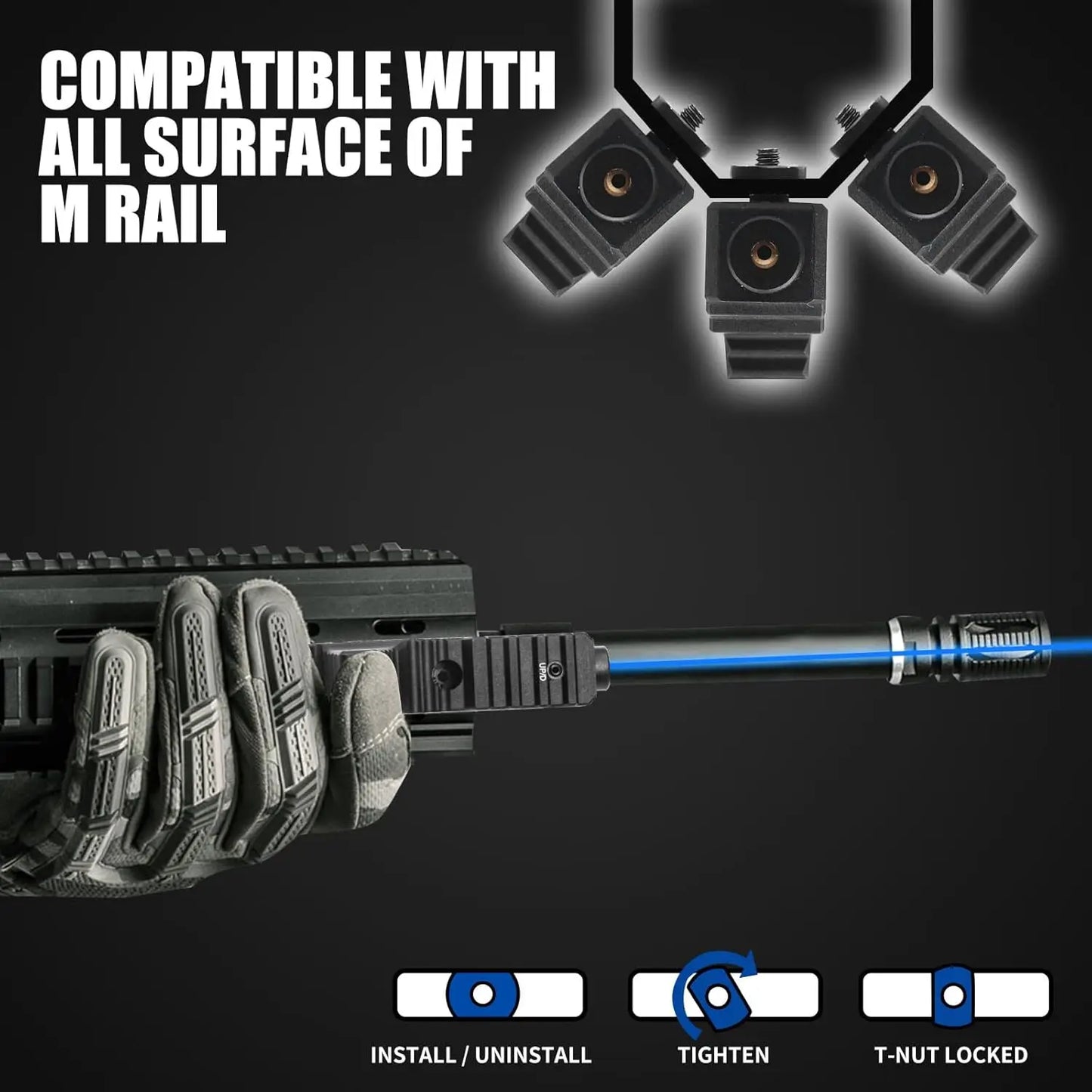 Blue Laser with Strobe and Type C Rechargeable Mount