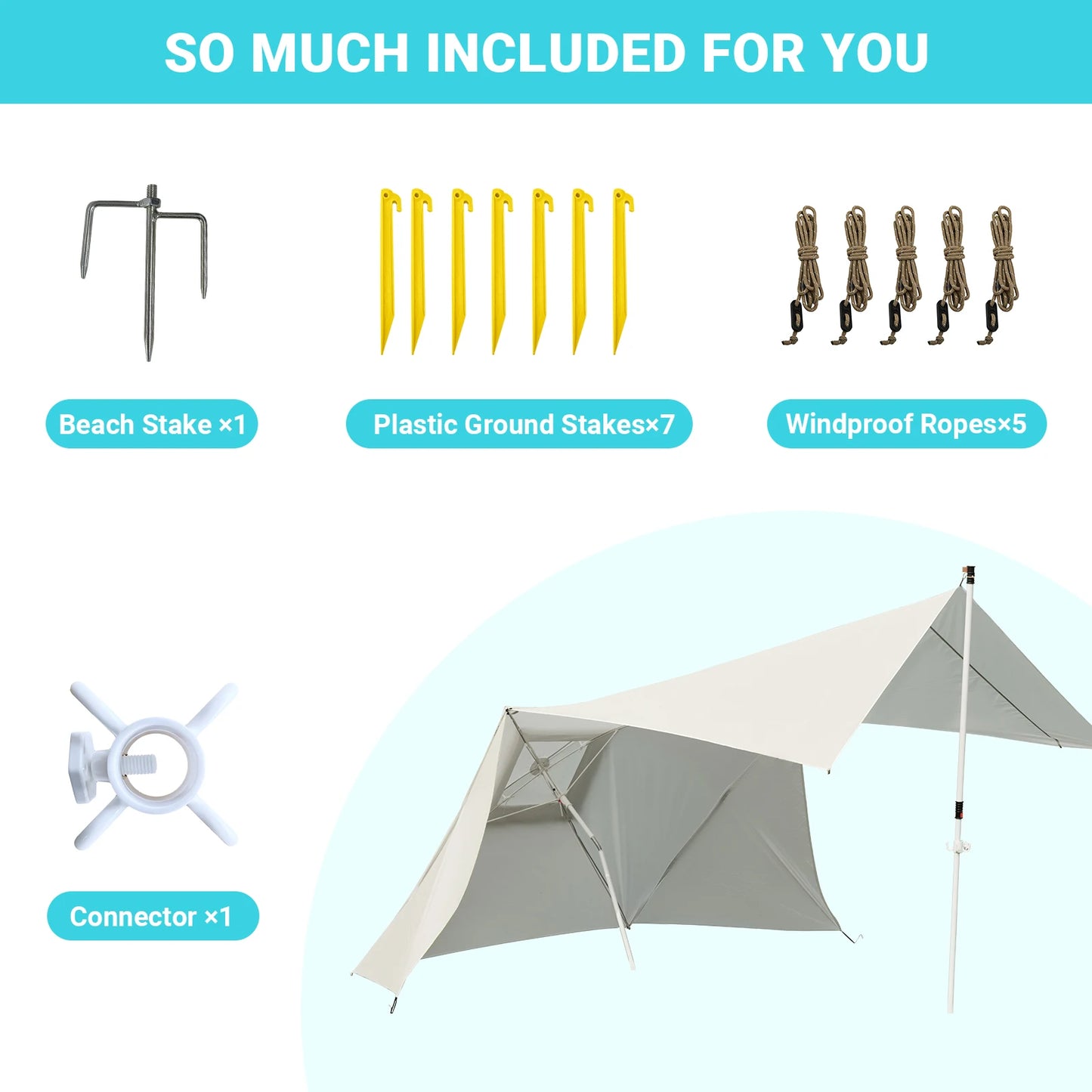 King Camp Beach Umbrella Tent Sun Shelter for Outdoor Camping and Fishing