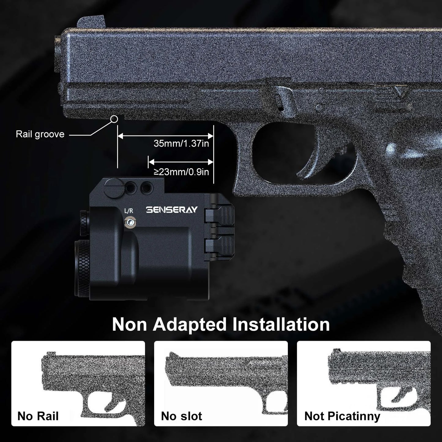 Rechargeable Gun Light with Green Laser and Strobe