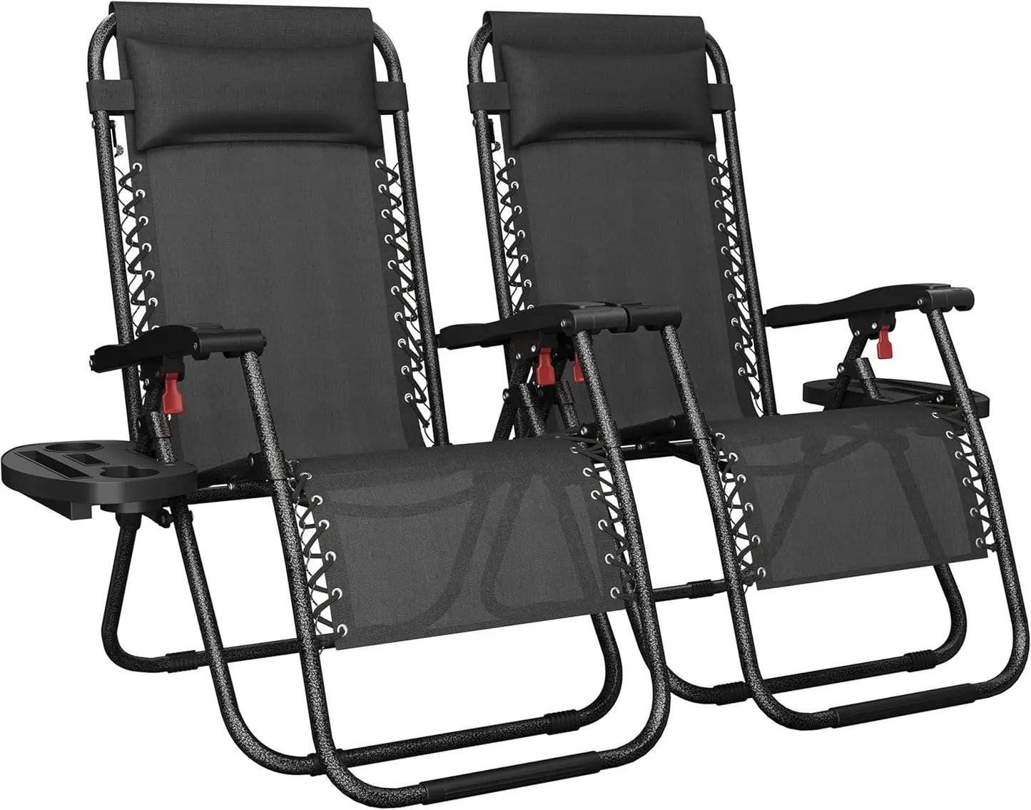 Set of 2 Zero Gravity Reclining Lounge Chairs with Cup Holders