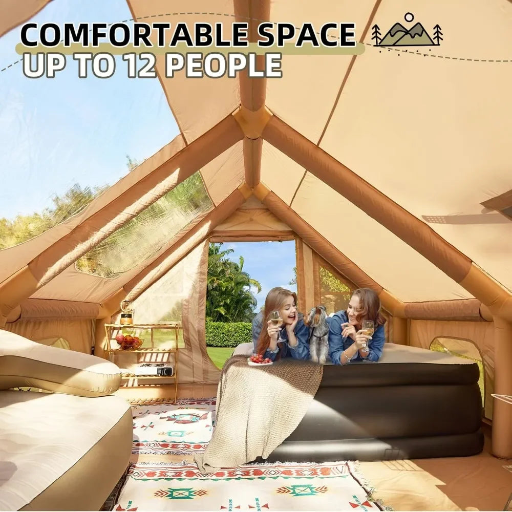 Inflatable Glamping Tent with Stove Jack and Skylight