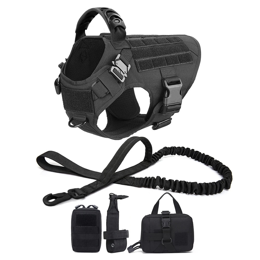 Military Dog Harness and Leash Set with Bags