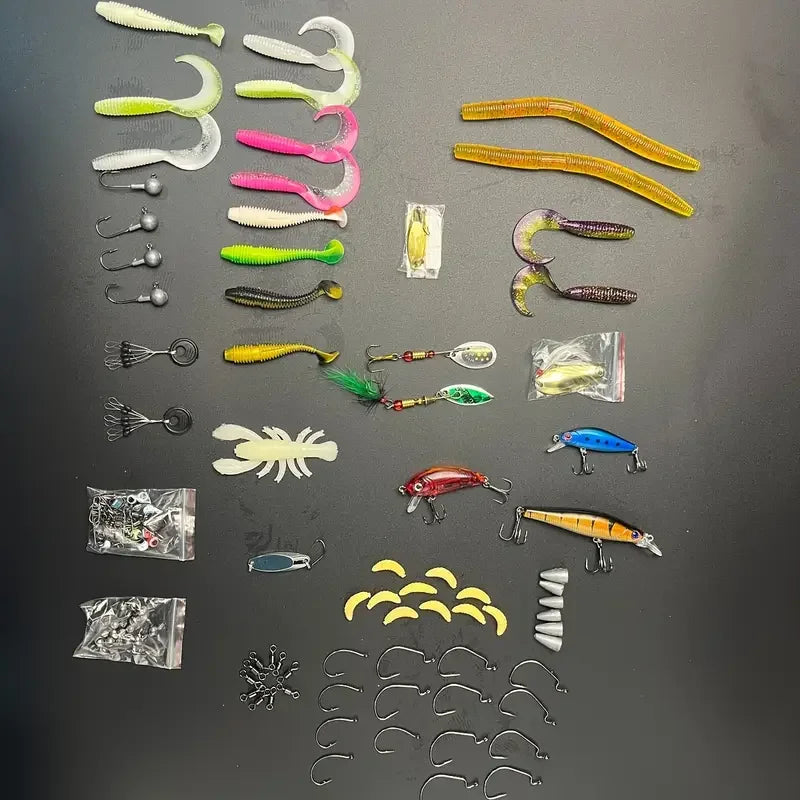 125 Piece Bionic Fishing Kit with Lifelike Lures Sinkers and Hooks