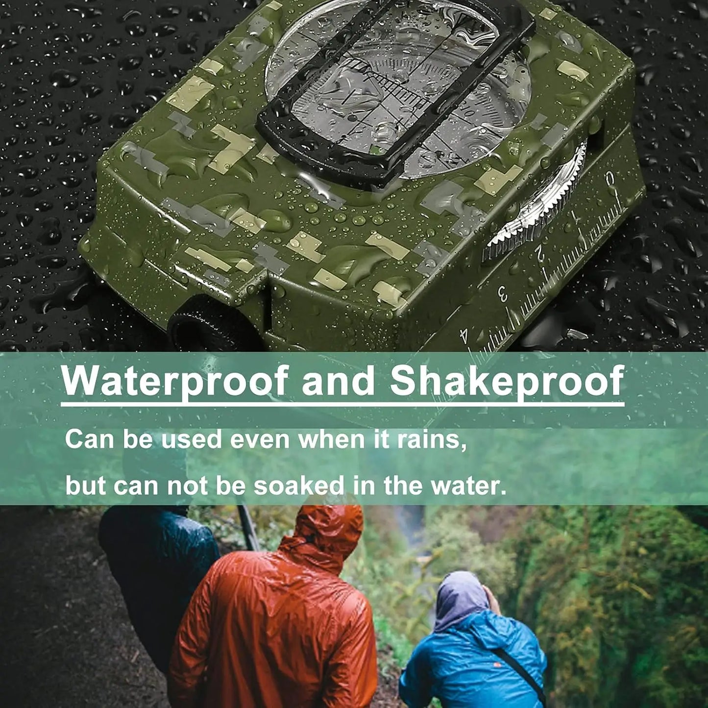 Waterproof Military Compass with Sighting and Carry Bag