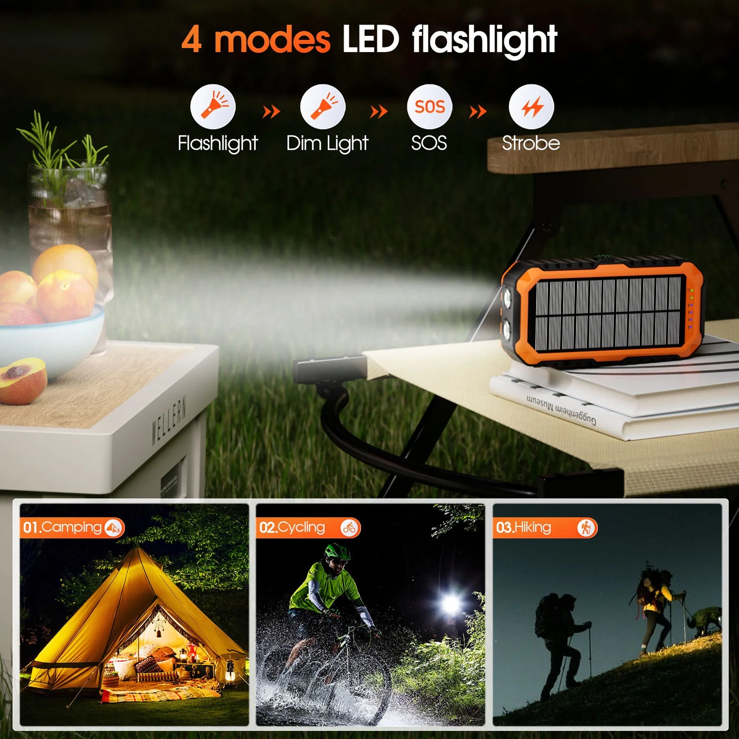 Solar Power Bank with Hand Crank 40000mAh
