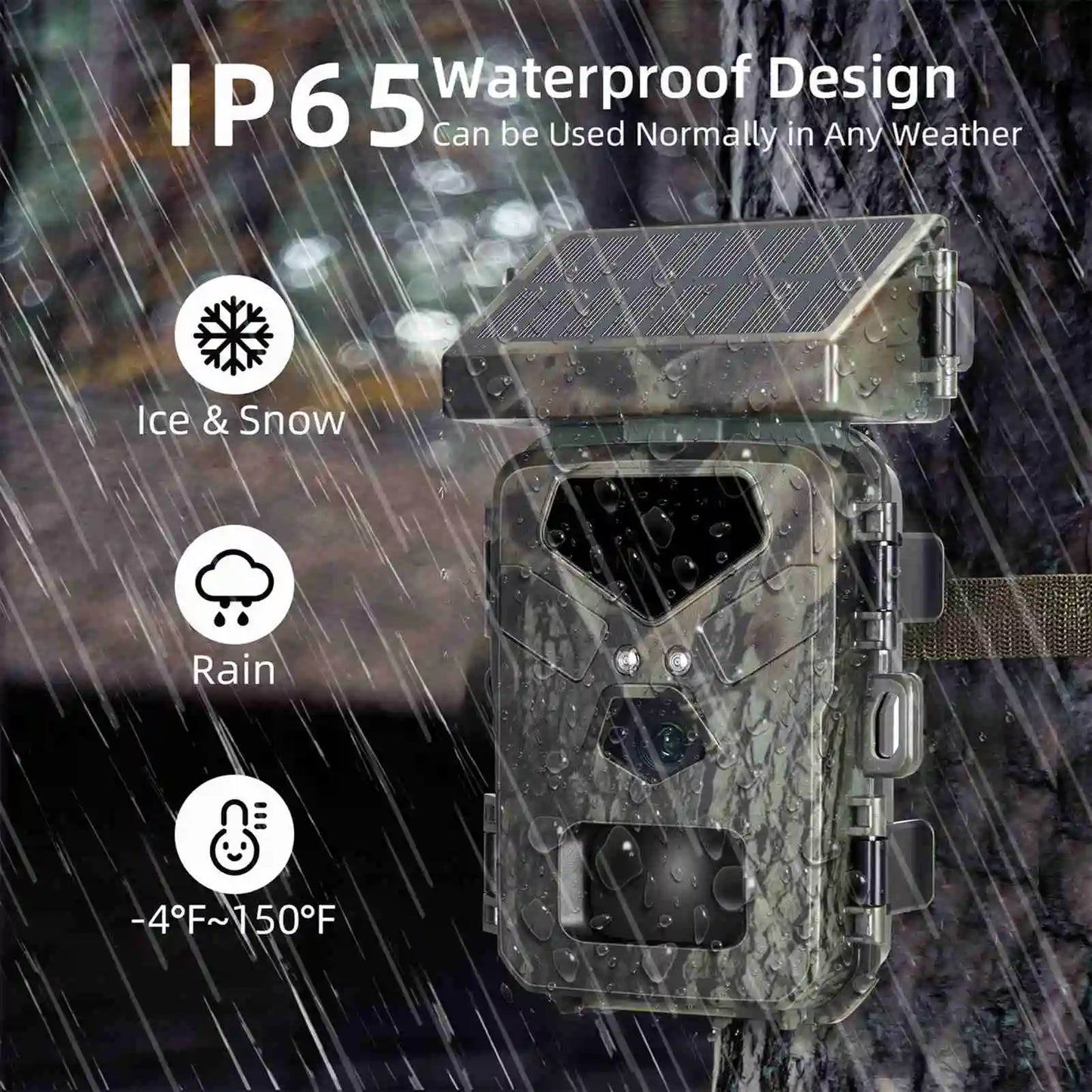 1080P Solar Powered Wildlife Trail Camera with Night Vision