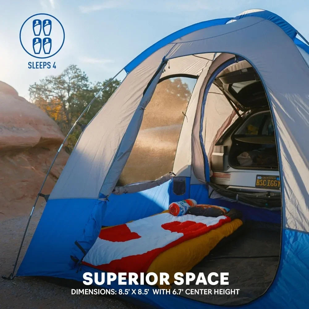 Waterproof Hatchback Tent with Awning for 4 People