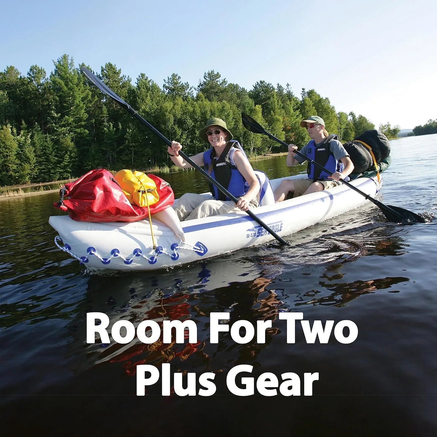 Sea Eagle SE370 Inflatable Kayak 3 Person Lightweight with Seats Paddles Pump and Bag