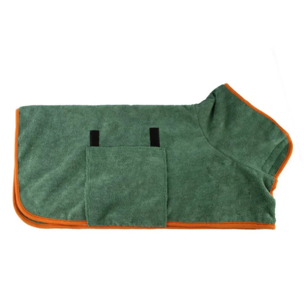 Quick-Dry Absorbent Dog Bathrobe with Adjustable Fit