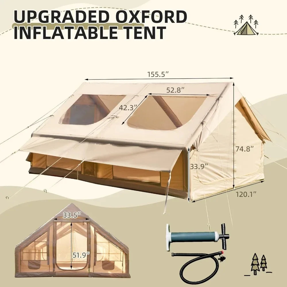Inflatable Glamping Tent with Stove Jack and Skylight