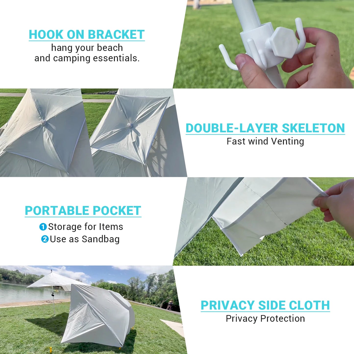 King Camp Beach Umbrella Tent Sun Shelter for Outdoor Camping and Fishing