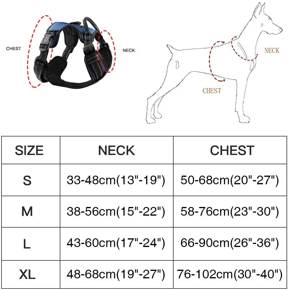 Reflective No Pull Dog Harness with Leash Hooks and Handle